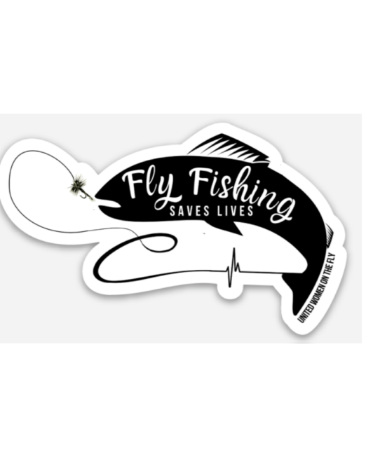 Fly Fishing Saves Lives Sticker - Black Fish