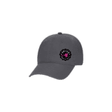 Charcoal Gray 6 Panel Low Profile Unstructured Dad Hat - United Women on the Fly Pink Logo - Front