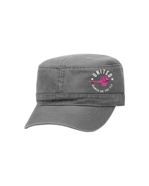 Dark Gray - United Women on the Fy - Pink Logo - Unstructured Military Hat - Front