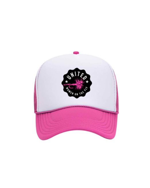 Pink and White Foam United Women on the Fly Trucker Hat - Product Image