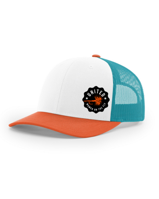 White, Hawaiian Blue, Pale Orange UWOTF Structured Trucker Hat